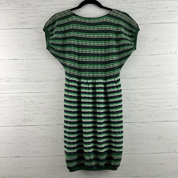 Free People Green Striped Knit Short Sleeve Dress Size XS - Picture 2 of 6